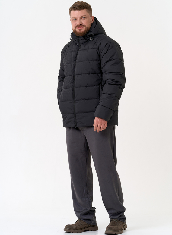 Мужской пуховик черного цвета с капюшоном Мужской пуховик черного цвета с капюшоном