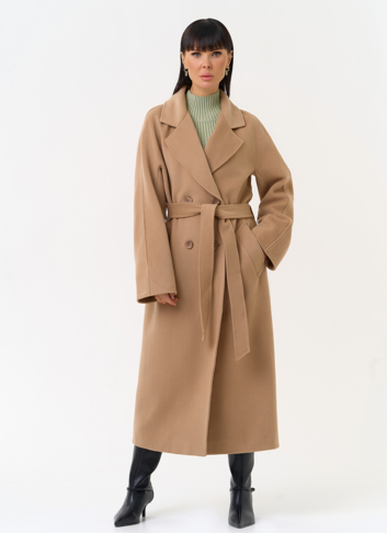 Женское двубортное пальто с поясом Женское двубортное пальто с поясом
