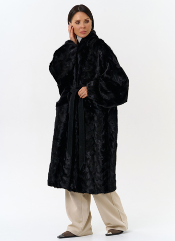 Шуба из меха норки с поясом Шуба из меха норки с поясом