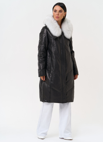 Длинный пуховик из натуральной кожи Длинный пуховик из натуральной кожи