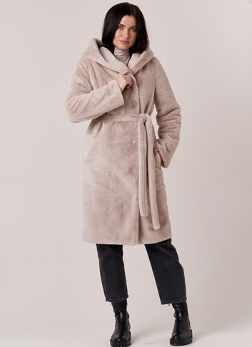 Двусторонняя шуба с капюшоном Двусторонняя шуба с капюшоном