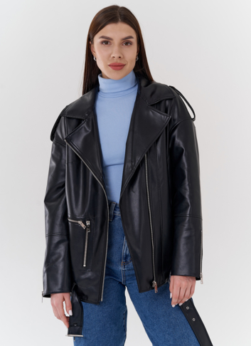 Куртка-косуха из эко кожи на утеплителе с натуральным мутоном Куртка-косуха из эко кожи на утеплителе с натуральным мутоном