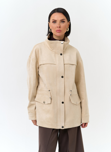 Женская светлая парка из эко замши Женская светлая парка из эко замши