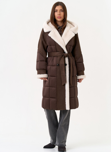 Комбинированный пуховик из эко кожи Комбинированный пуховик из эко кожи