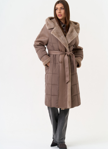 Комбинированный пуховик из эко кожи Комбинированный пуховик из эко кожи