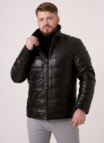 Мужской пуховик из натуральной кожи  Мужской пуховик из натуральной кожи