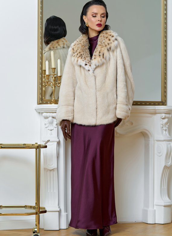 Куртка из меха норки с английским воротником из меха рыси Куртка из меха норки с английским воротником из меха рыси