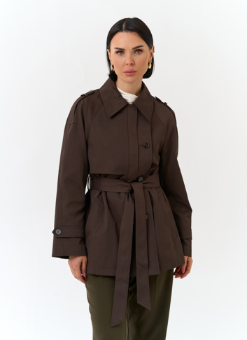 Женский укороченный плащ с поясом Женский укороченный плащ с поясом