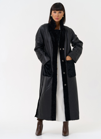 Женская двухсторонняя дубленка с английским воротником Женская двухсторонняя дубленка с английским воротником