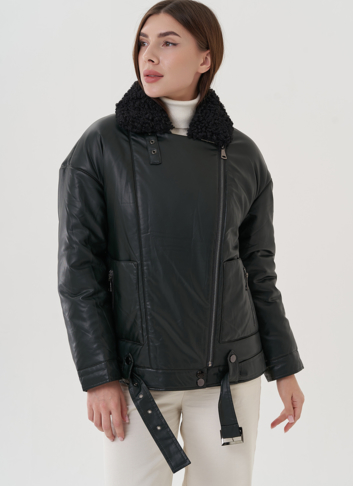 Косуха утепленная из экокожи с отделкой из экомеха Косуха утепленная из экокожи с отделкой из экомеха