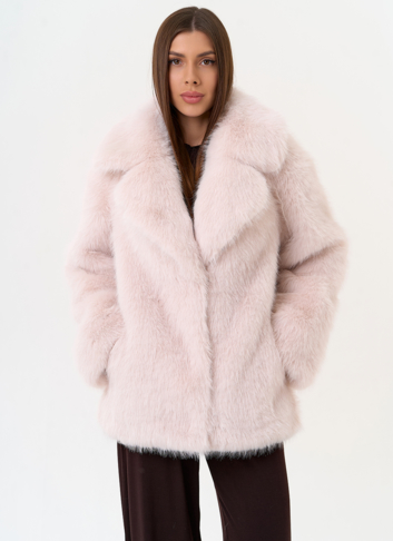 Женская шуба из эко меха с английским воротником  Женская шуба из эко меха с английским воротником